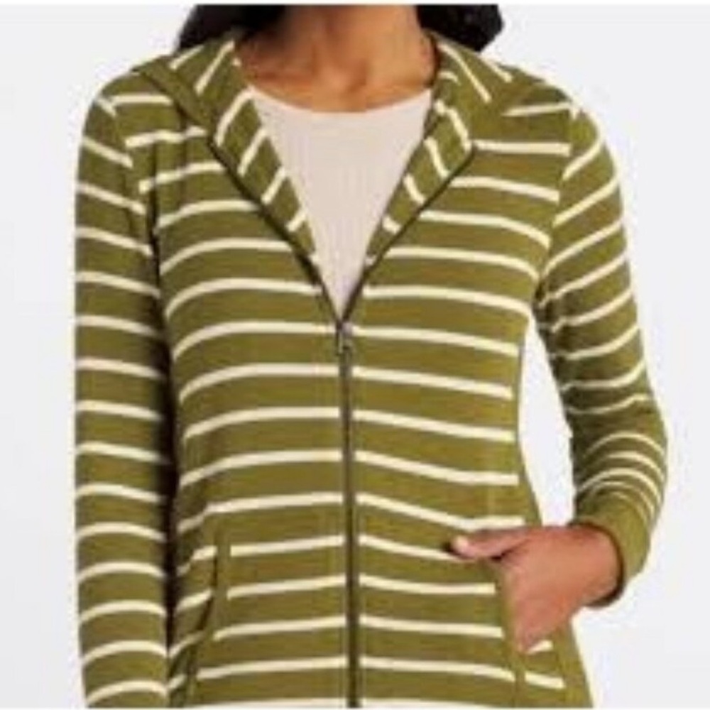 Market & spruce hoodie sweater army green and white striped Small Stitch Fix